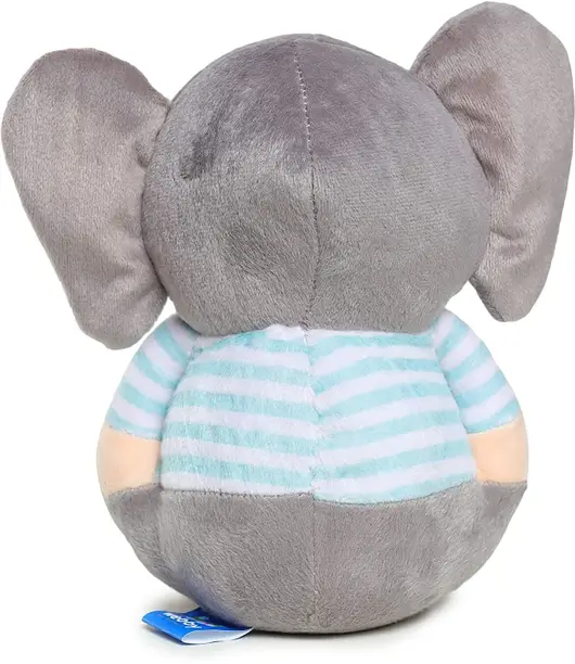 Webby Soft Animal Plush Elephant Toy - 20 cm  (Grey and Blue)